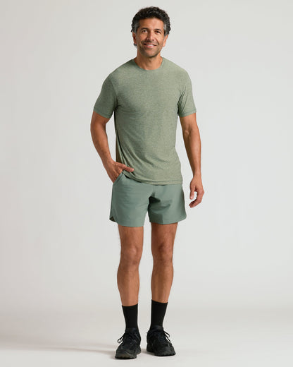 Heather Juniper Active Crew Neck Tee