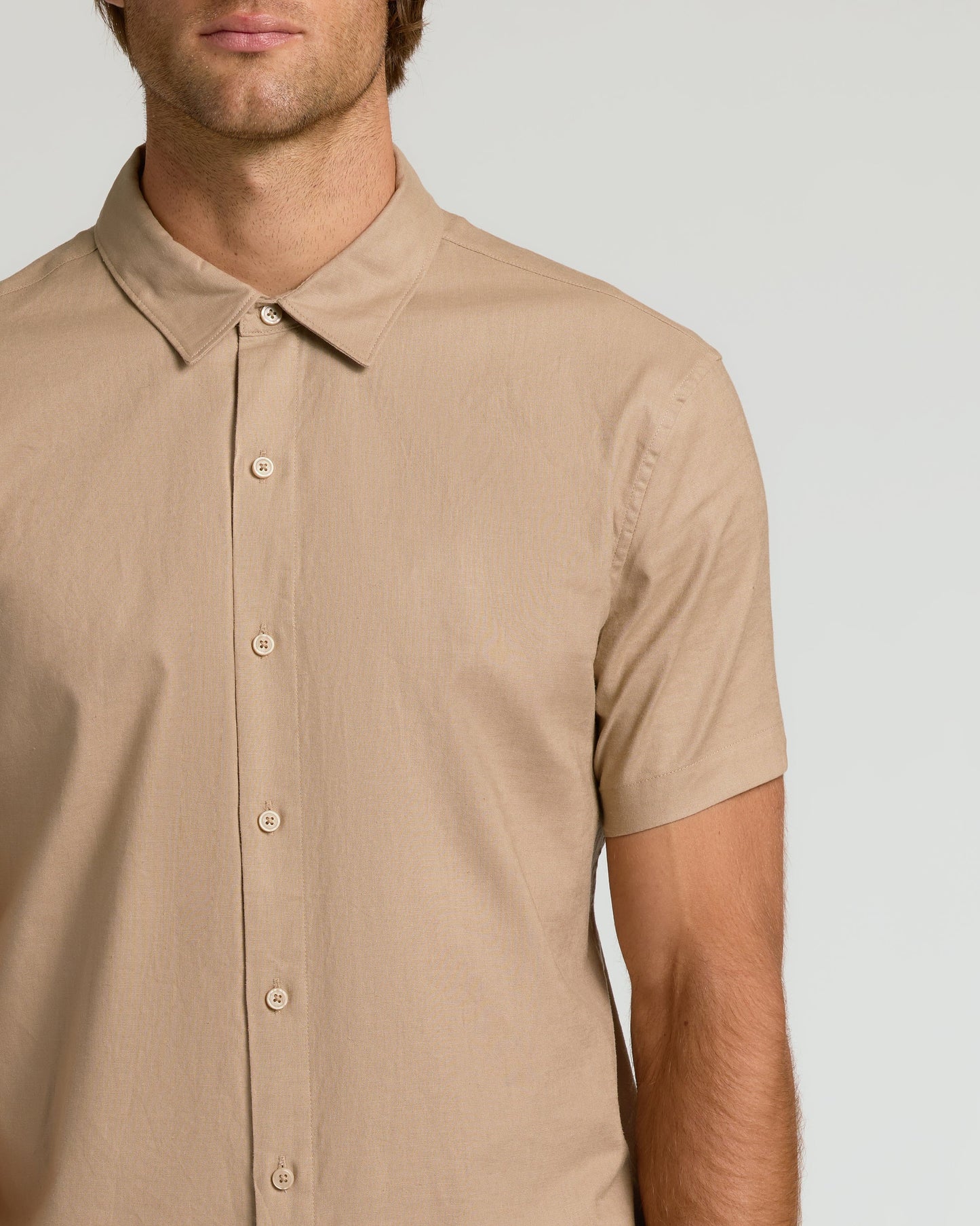 Dusty Taupe Short Sleeve Linen Shirt