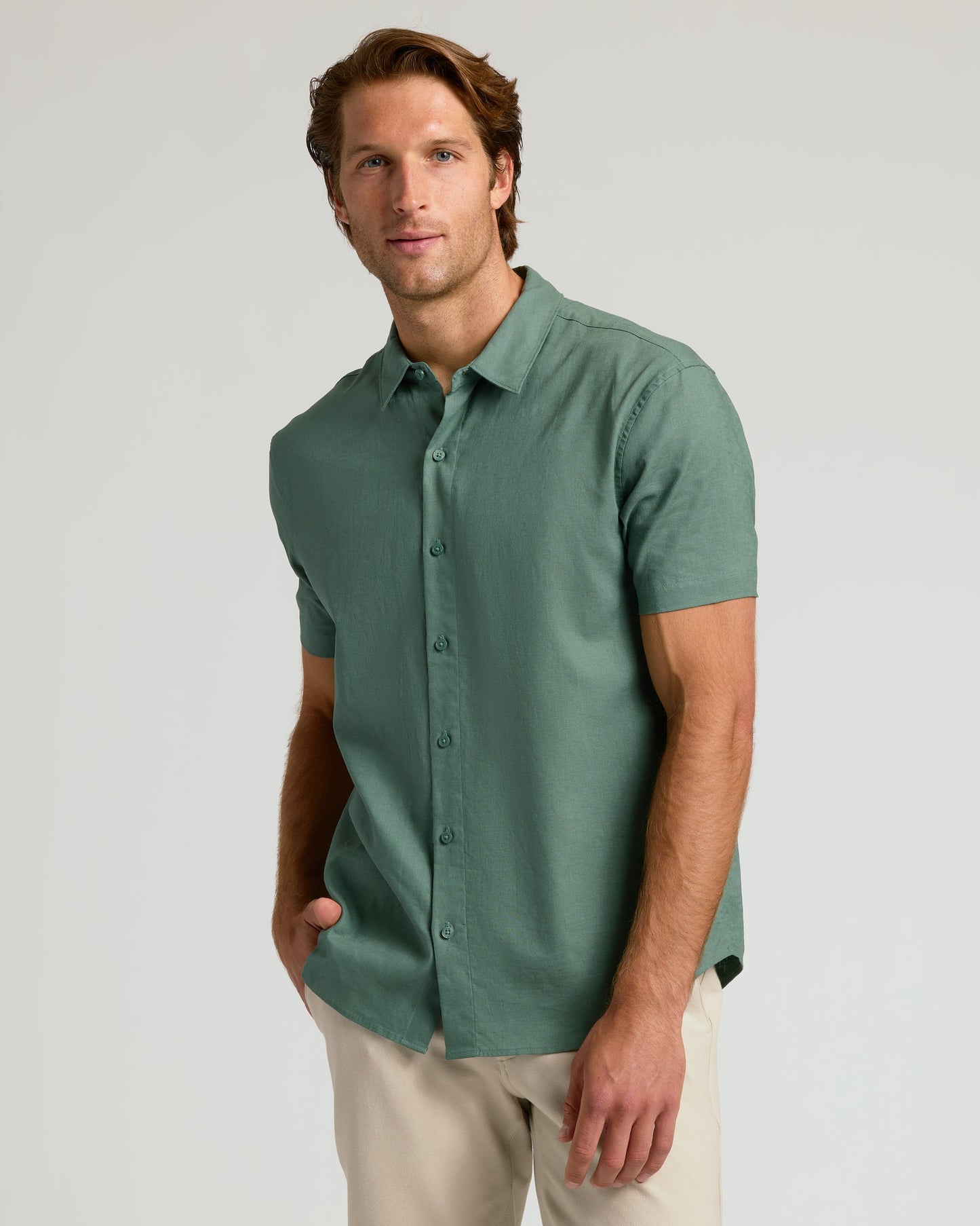 Moss Short Sleeve Linen Shirt