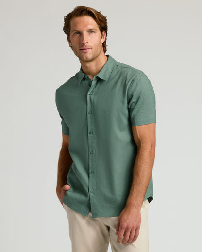 Moss Short Sleeve Linen Shirt