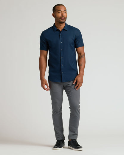 Navy Short Sleeve Linen Shirt