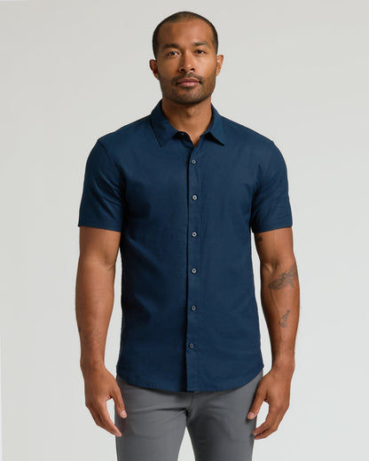 Navy & Fiord Short Sleeve Linen Shirt 2-Pack