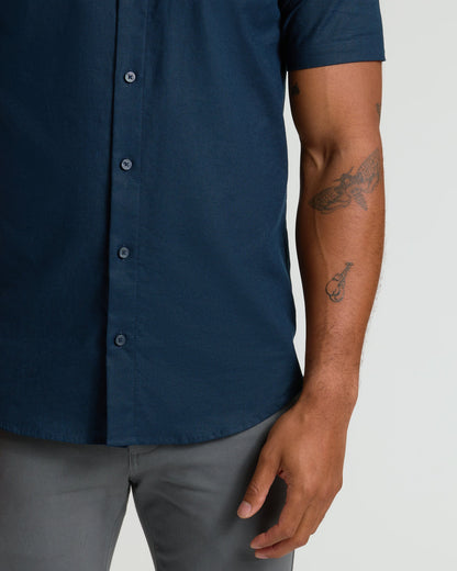 Navy Short Sleeve Linen Shirt