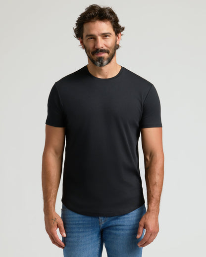 Black & White Premium Pima Crew Curved Hem 2-Pack