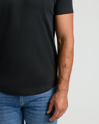 Black Premium Pima Crew Curved Hem