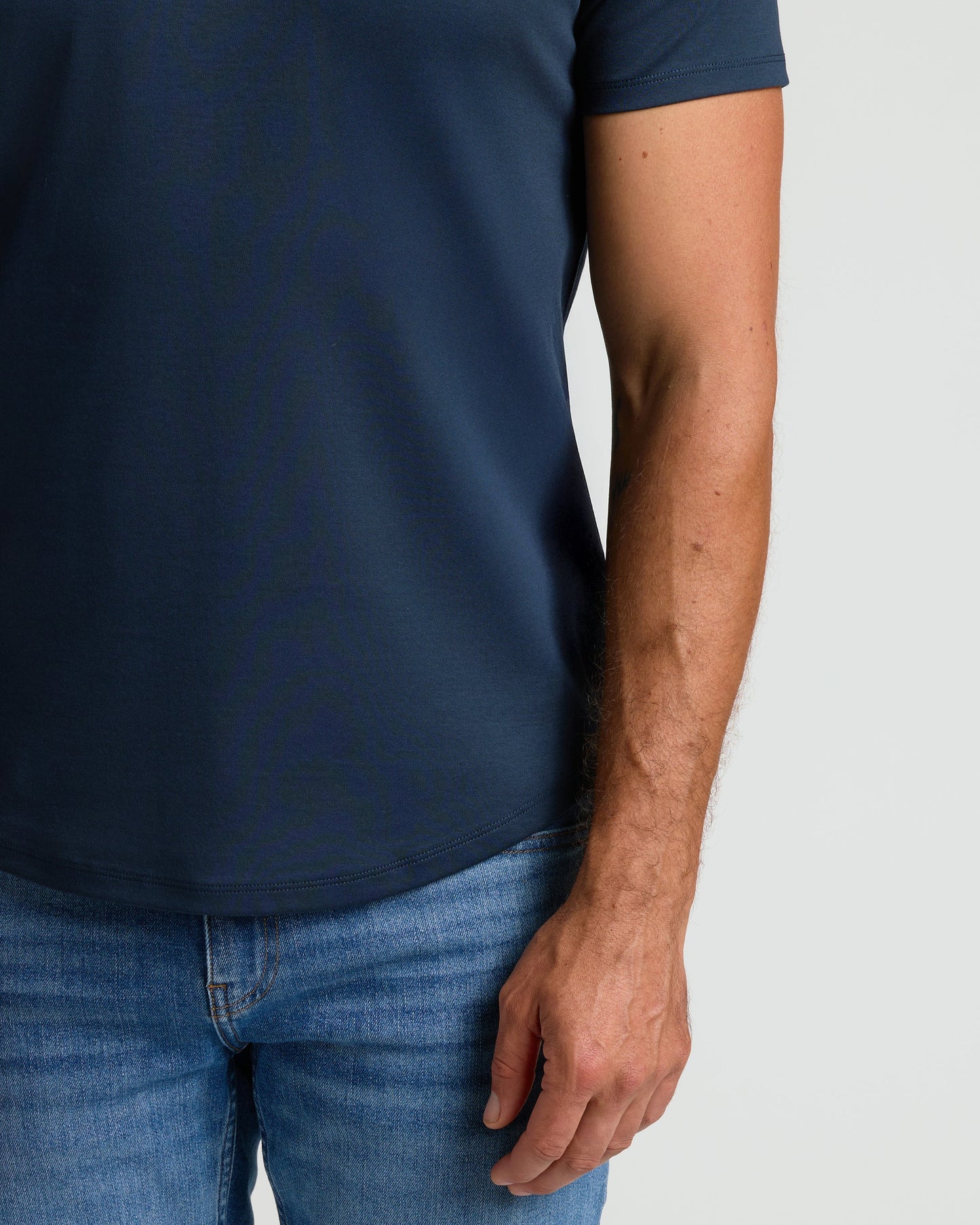 Navy Premium Pima Crew Curved Hem
