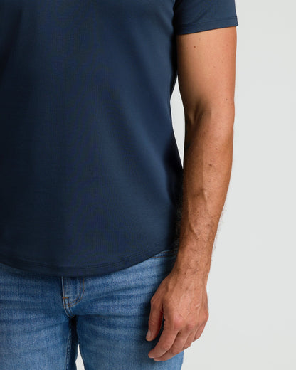 Navy Premium Pima Crew Curved Hem