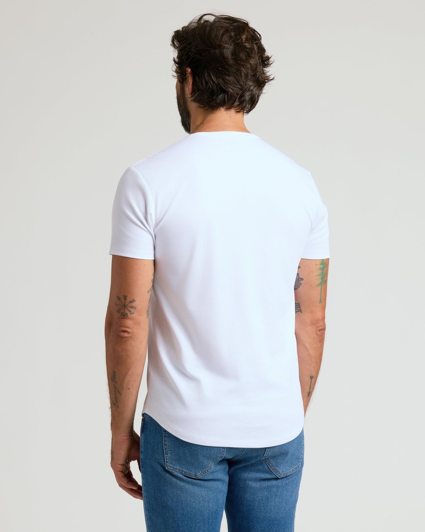 White Premium Pima Crew Curved Hem 2-Pack