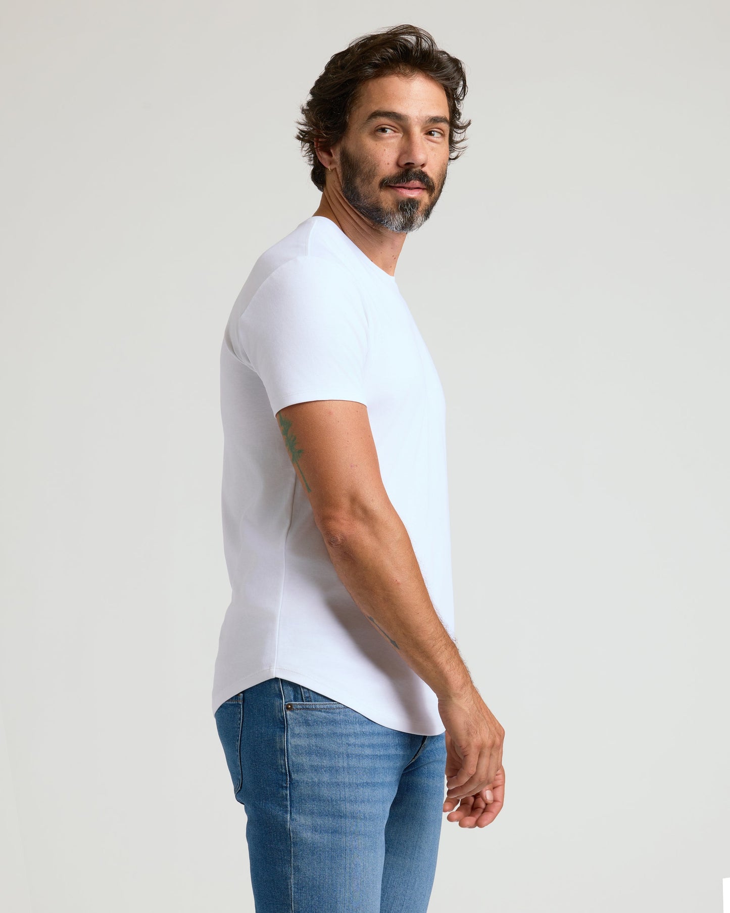 White Premium Pima Crew Curved Hem 4-Pack