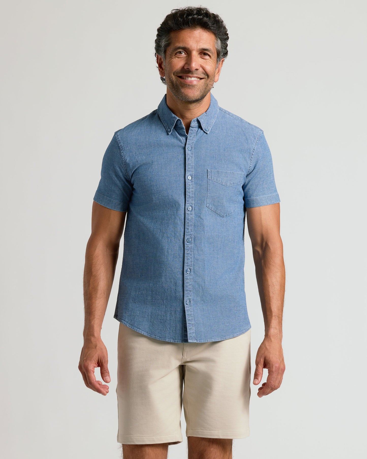 Short Sleeve Stretch Chambray Shirt 3-Pack