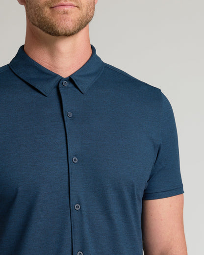 Dark Heather Navy Short Sleeve Comfort Knit Shirt