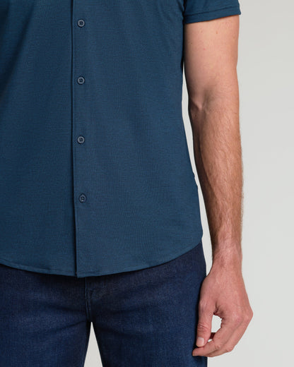 Dark Heather Navy Short Sleeve Comfort Knit Shirt