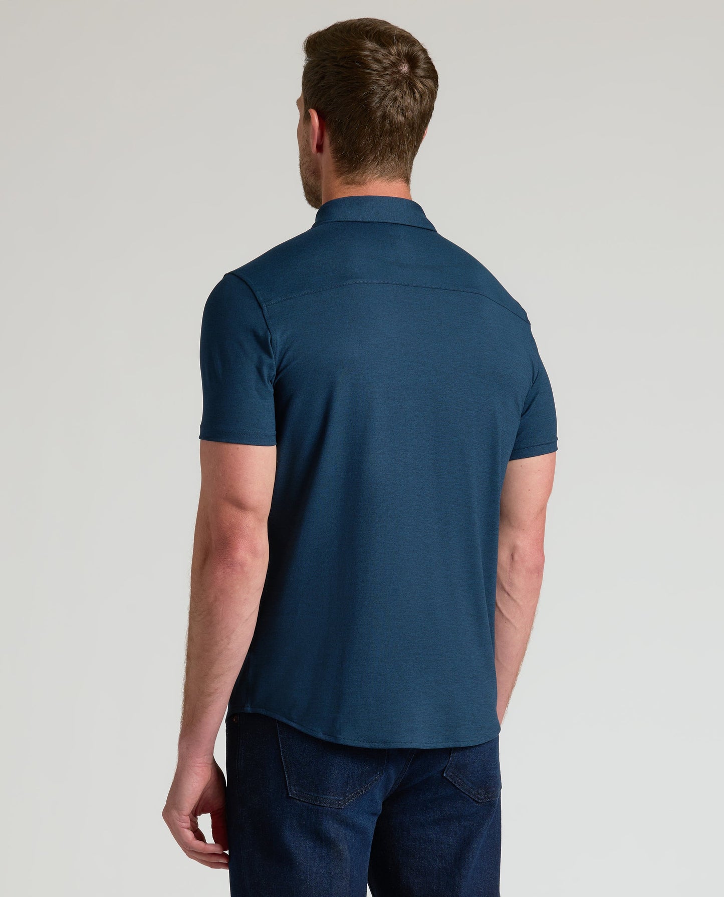Dark Heather Navy Short Sleeve Comfort Knit Shirt