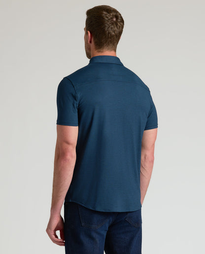 Dark Heather Navy Short Sleeve Comfort Knit Shirt