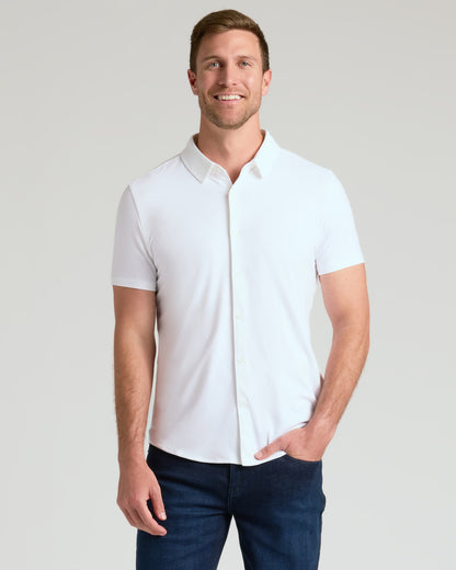 White Short Sleeve Comfort Knit Shirt