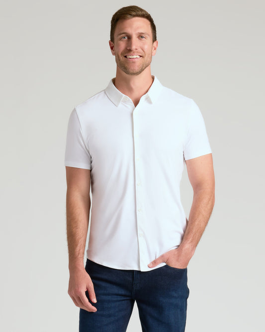 White Short Sleeve Comfort Knit Shirt