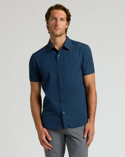 White & Navy Short Sleeve Performance Dress Shirt 2-Pack