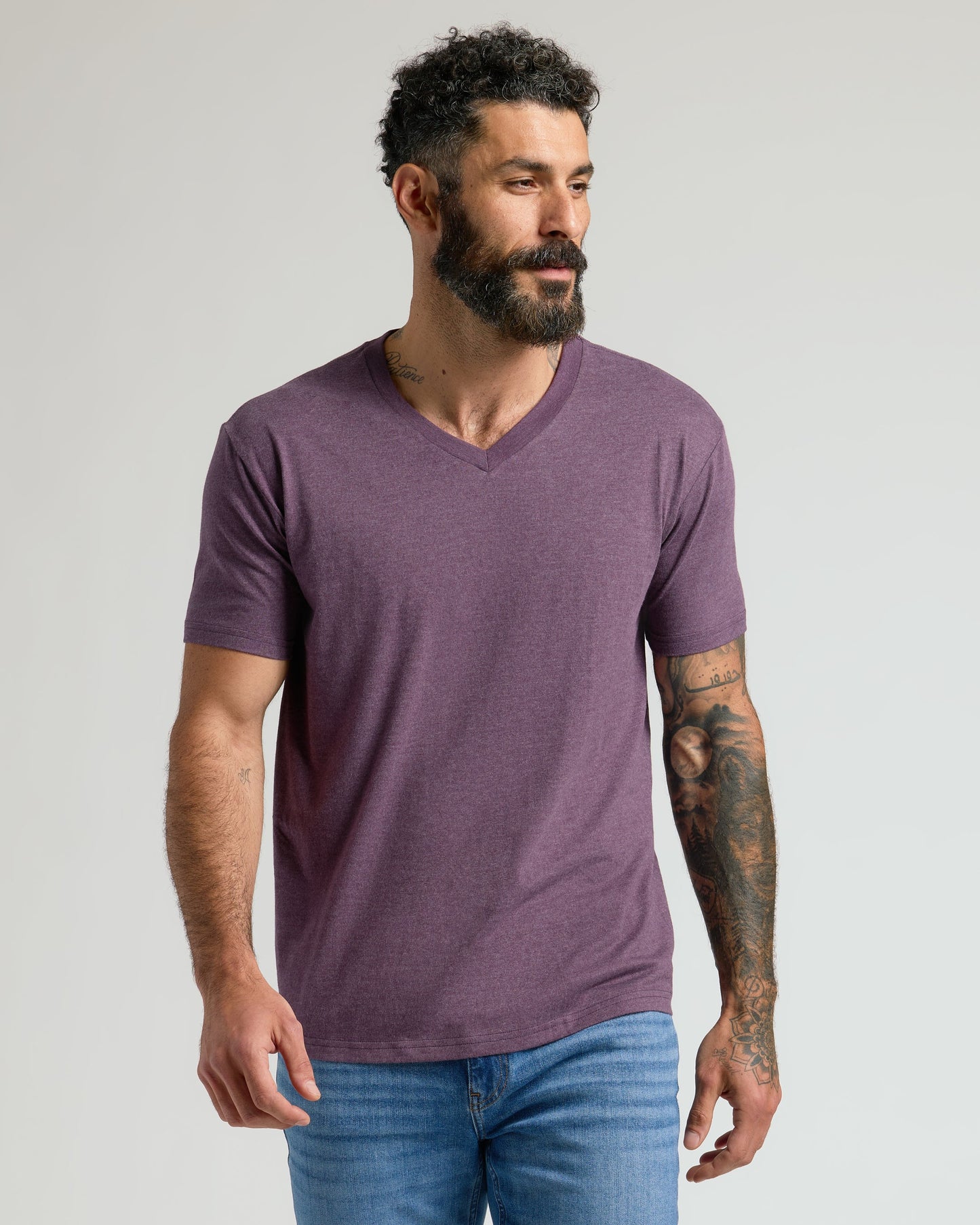 Dark Heather Plum Classic V-Neck