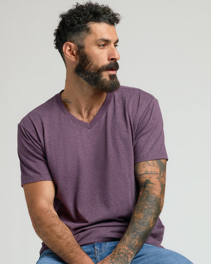 Dark Heather Plum Classic V-Neck