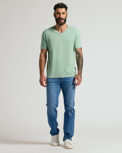 Heather Slate Green Classic V-Neck
