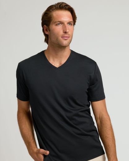Black Premium Pima V-Neck 2-Pack