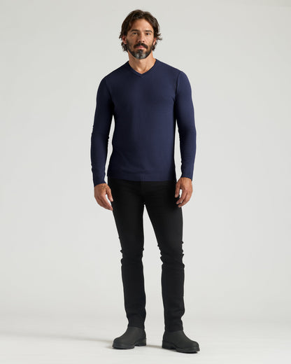 Black & Navy Dressy V-Neck Sweater 2-Pack