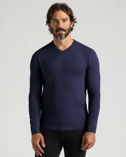 Black & Navy Dressy V-Neck Sweater 2-Pack