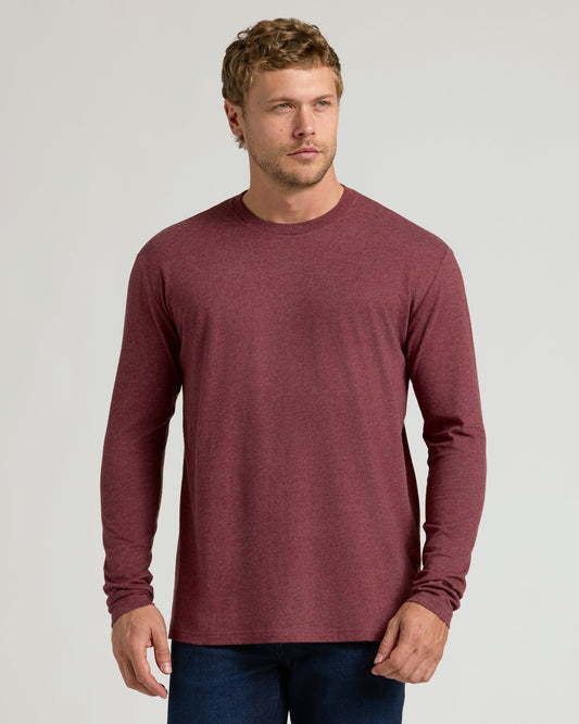Dark Heather Clovewood Classic Long Sleeve Crew Neck