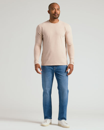 Heather Camel Classic Long Sleeve Crew Neck