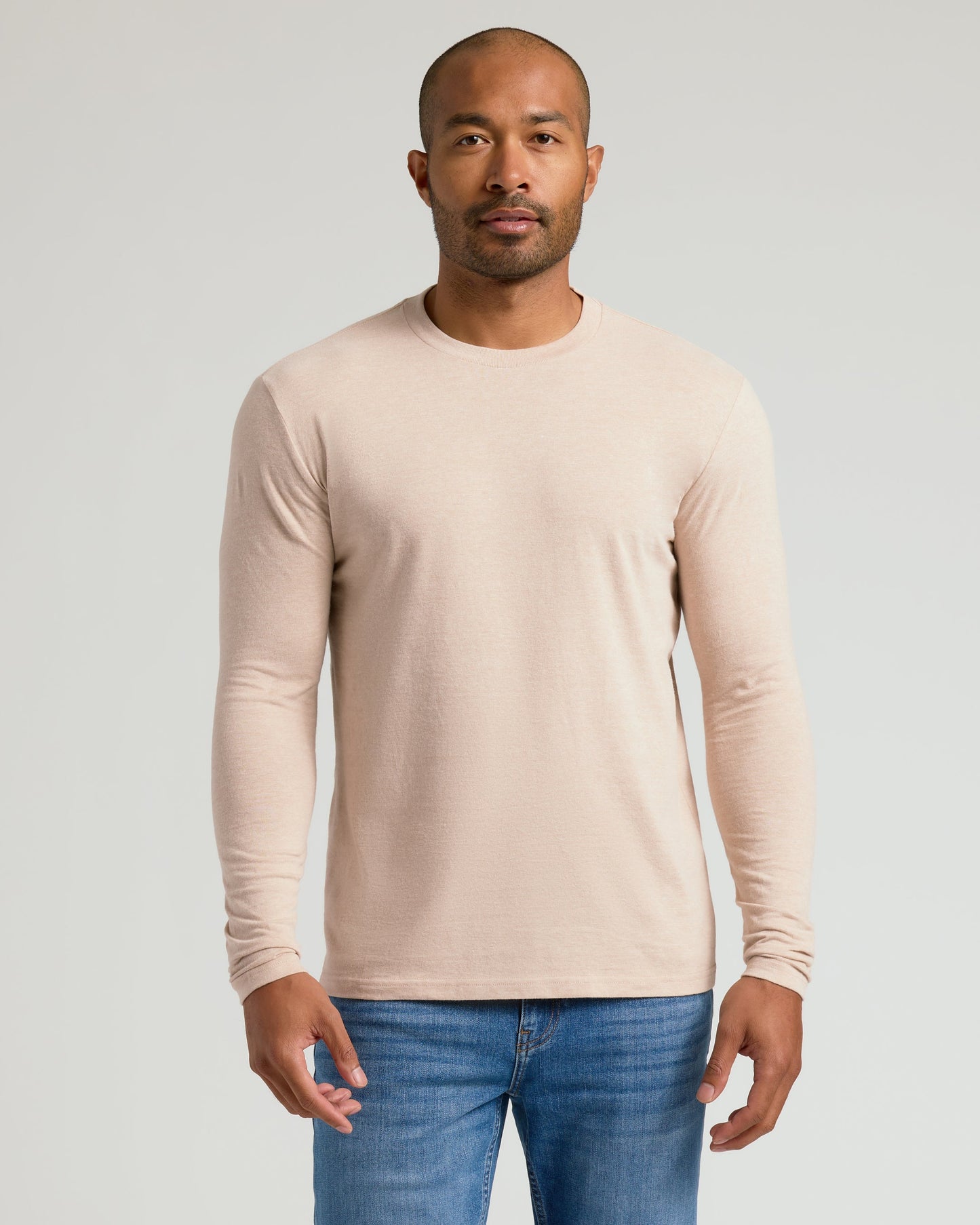 Heather Camel Classic Long Sleeve Crew Neck