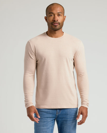 Heather Camel Classic Long Sleeve Crew Neck