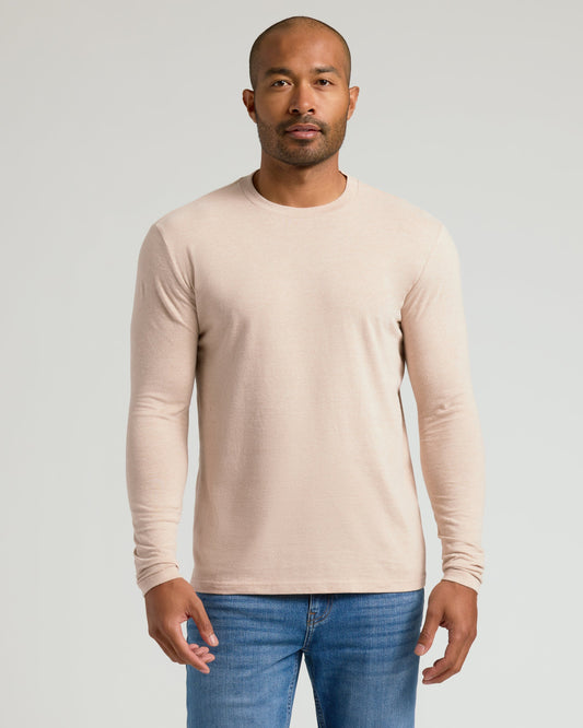Heather Camel Classic Long Sleeve Crew Neck