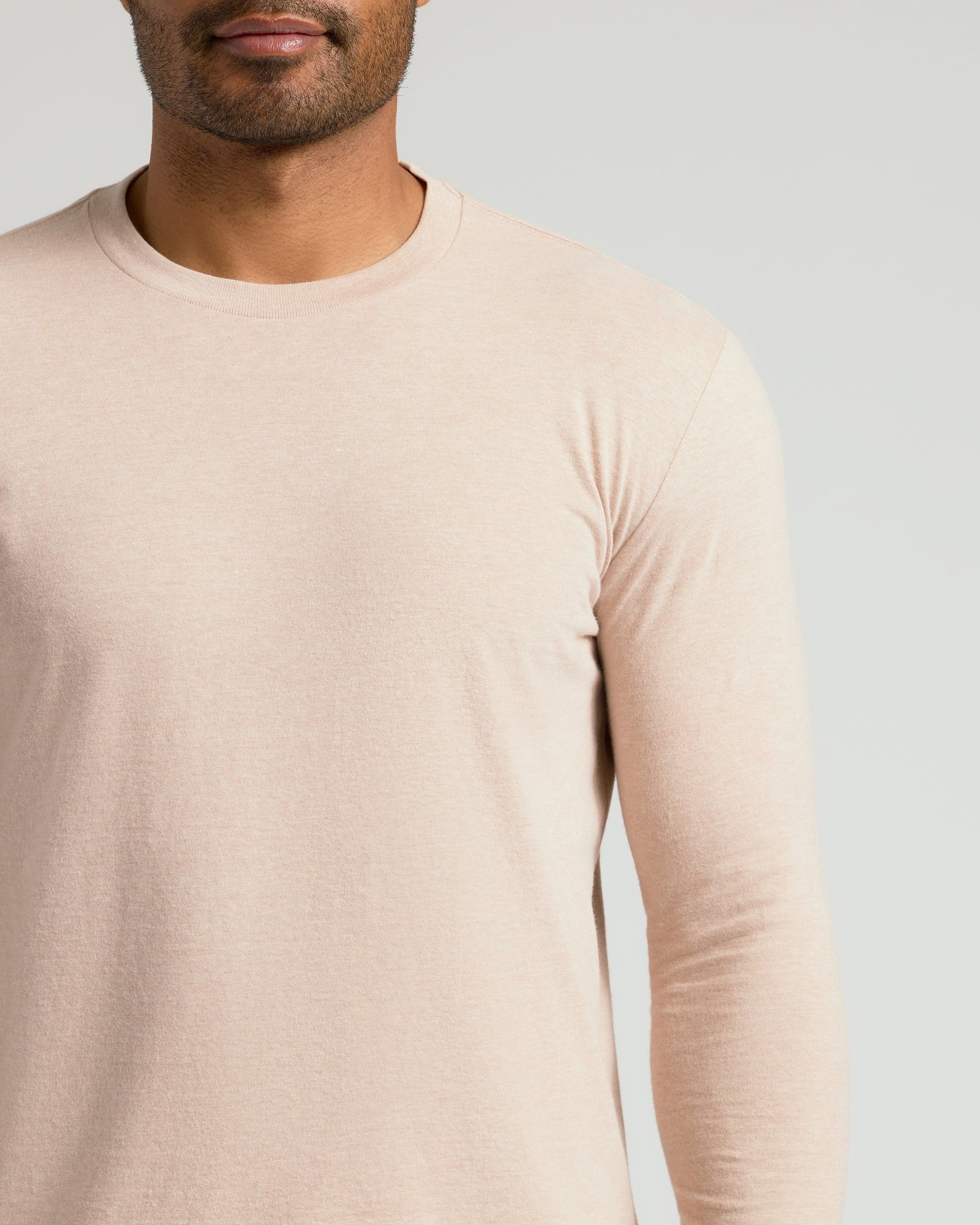 Heather Camel Classic Long Sleeve Crew Neck