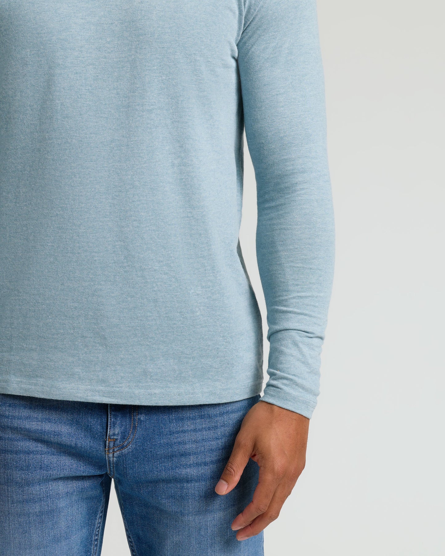 Heather Sapphire Classic Long Sleeve Crew Neck