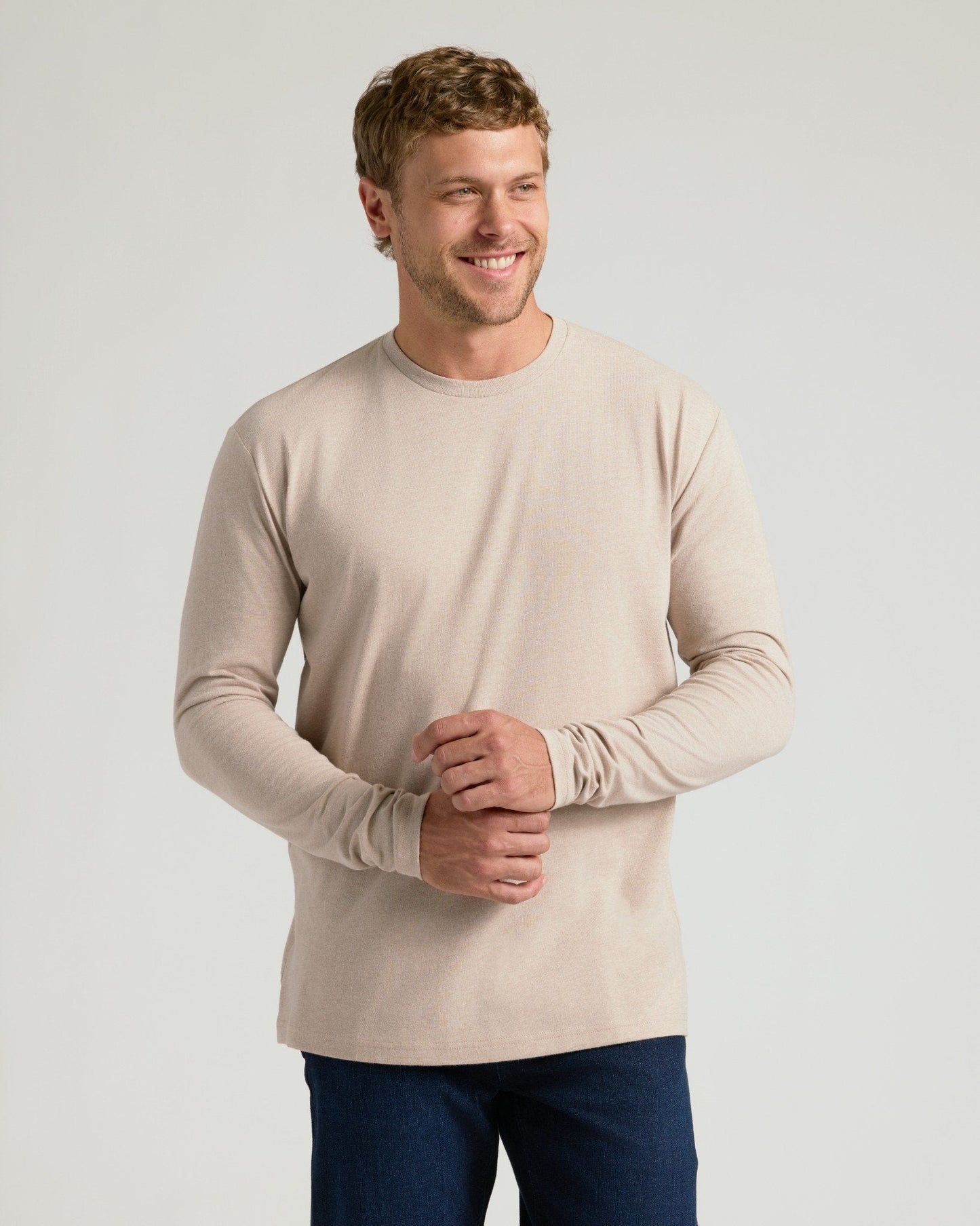 Heather Truffle Classic Long Sleeve Crew Neck