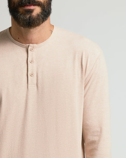Heather Camel Classic Long Sleeve Henley