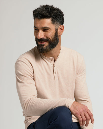 Heather Camel Classic Long Sleeve Henley