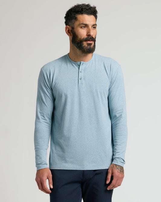 Heather Sapphire Classic Long Sleeve Henley