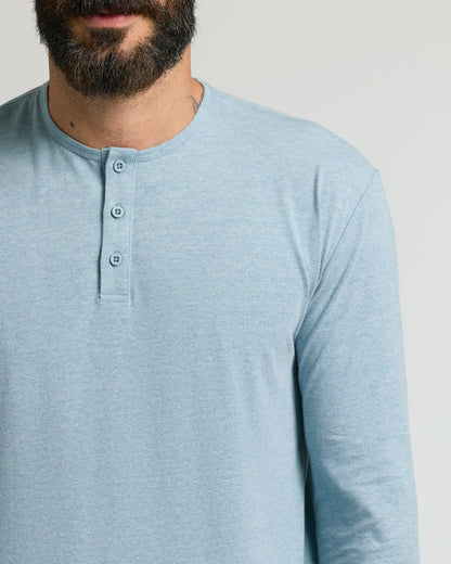 Heather Sapphire Classic Long Sleeve Henley