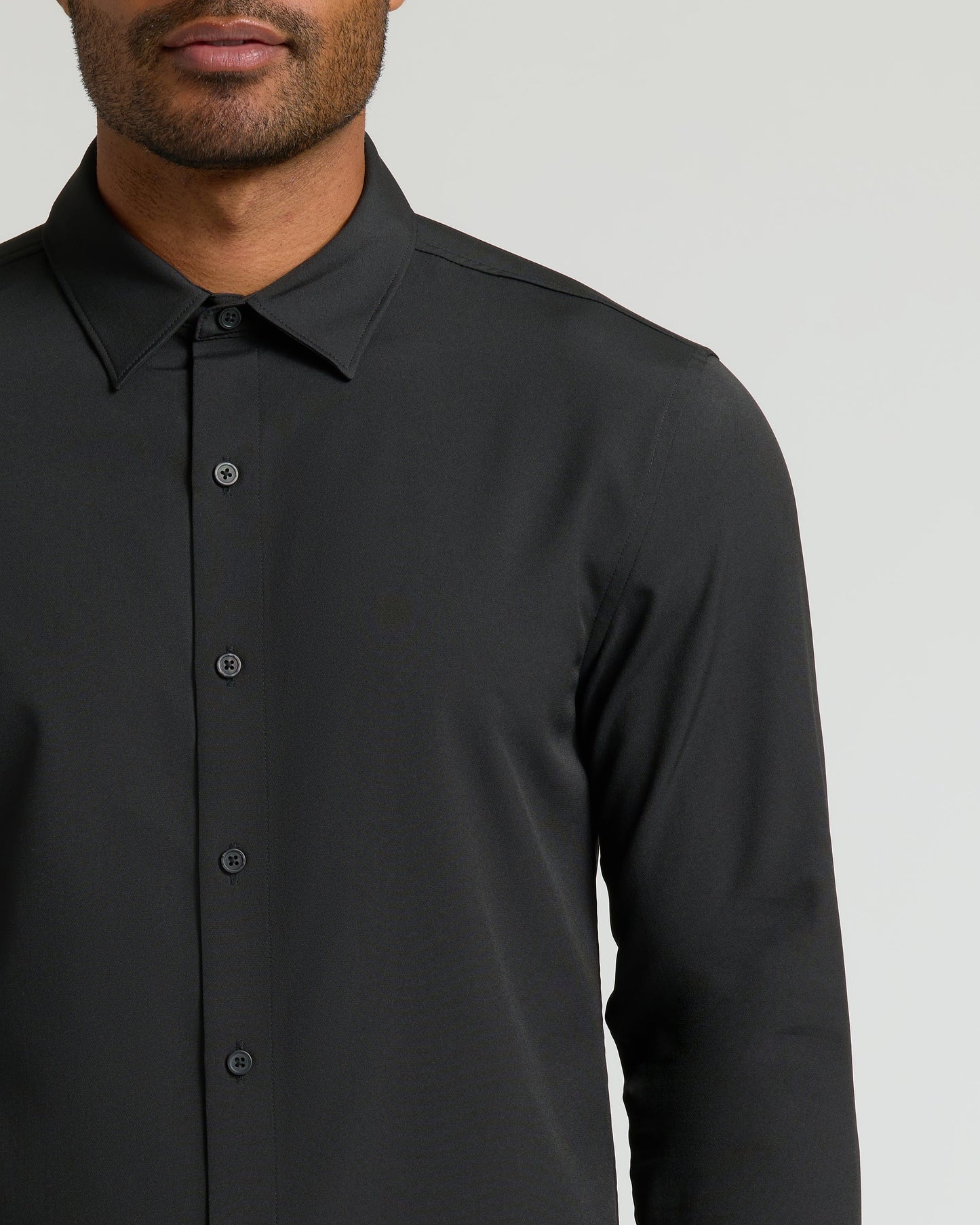 Black Performance Long Sleeve Dress Shirt