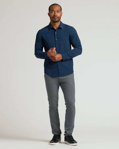 Navy Performance Long Sleeve Dress Shirt