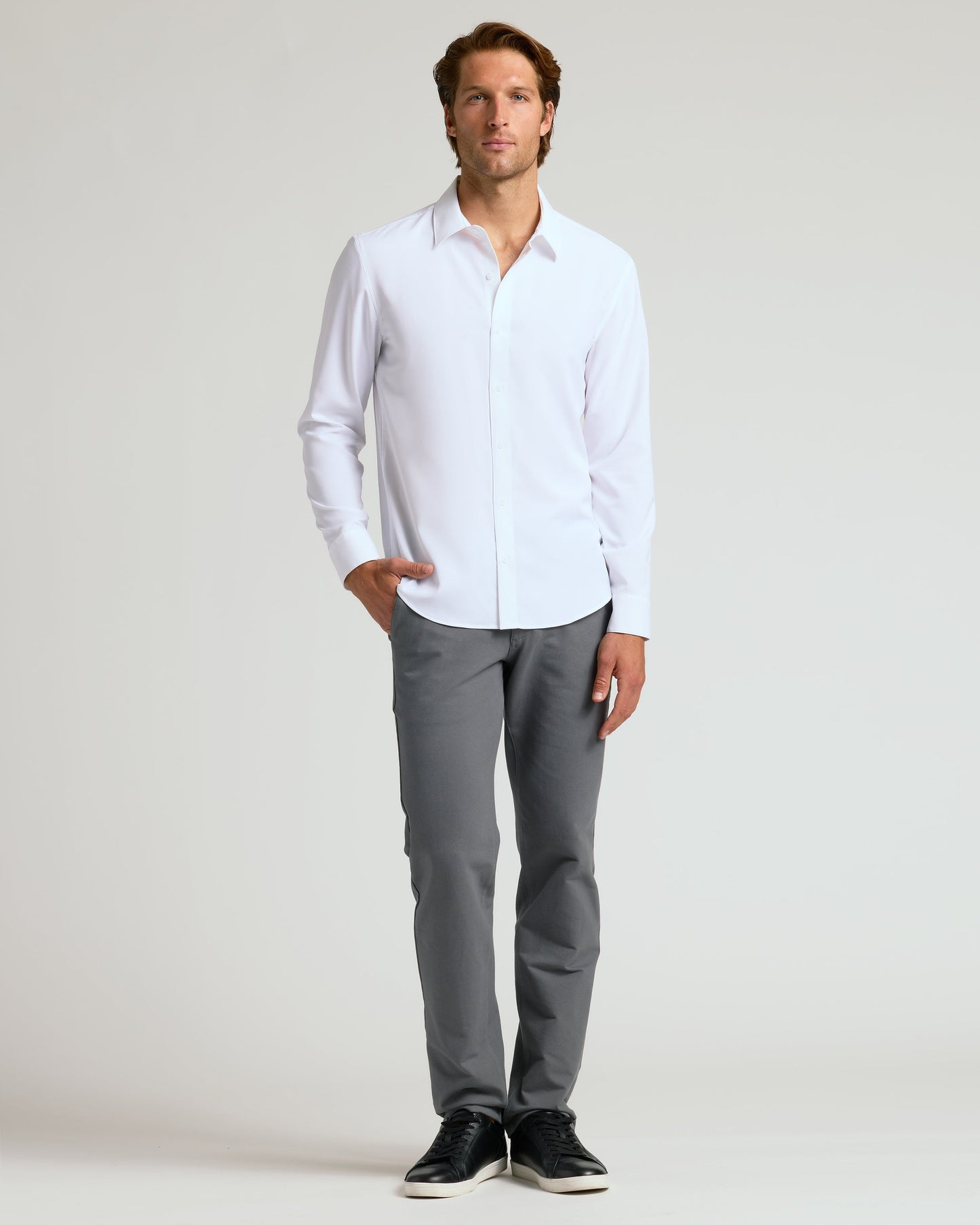 All White Long Sleeve Performance Dress Shirt 2-Pack