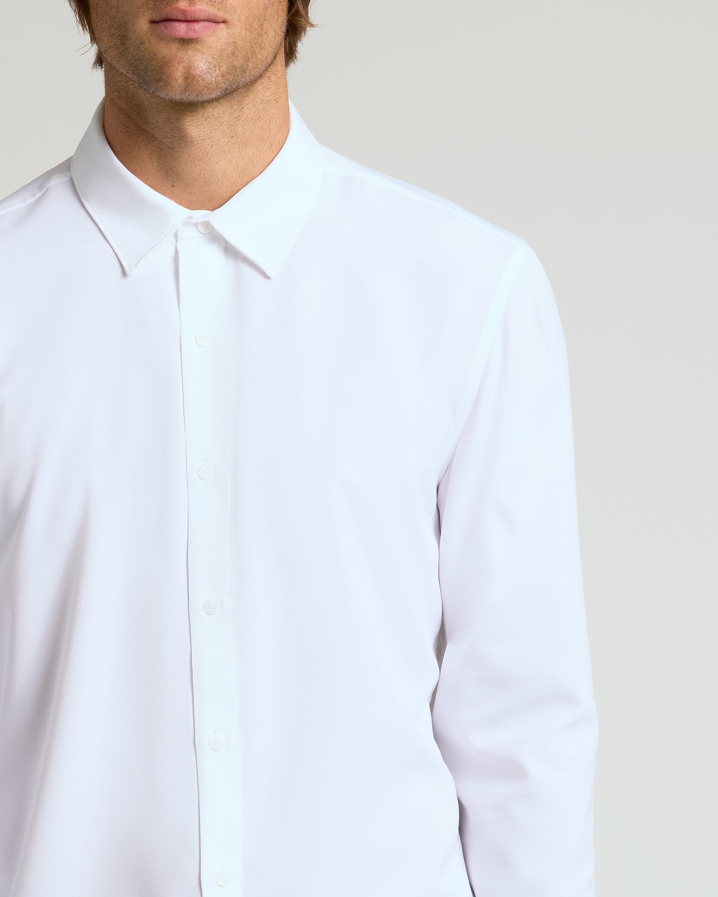 White Performance Long Sleeve Dress Shirt