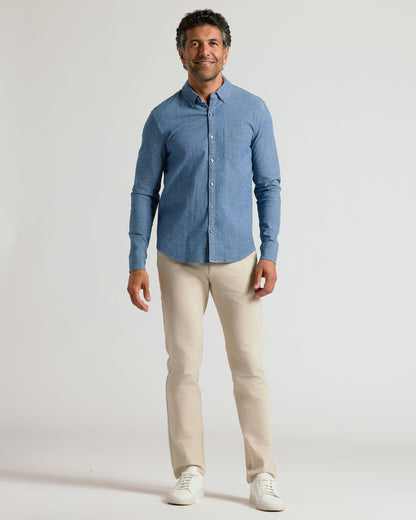 Light Indigo Wash Long Sleeve Chambray Shirt