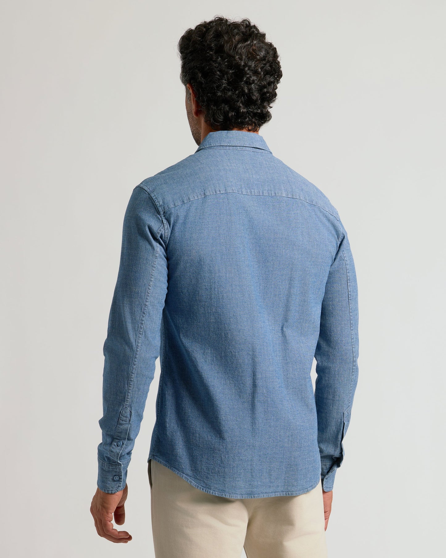 Light Indigo Wash Long Sleeve Chambray Shirt