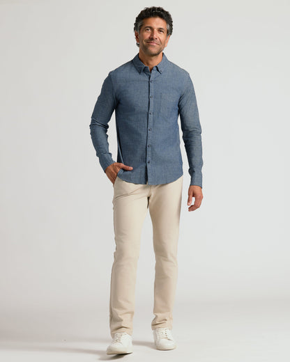 Medium Indigo Wash Long Sleeve Chambray Shirt