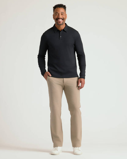 All Black Long Sleeve Premium Pima Polo 3-Pack