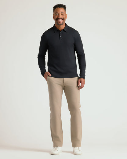 Black Long Sleeve Premium Pima Polo