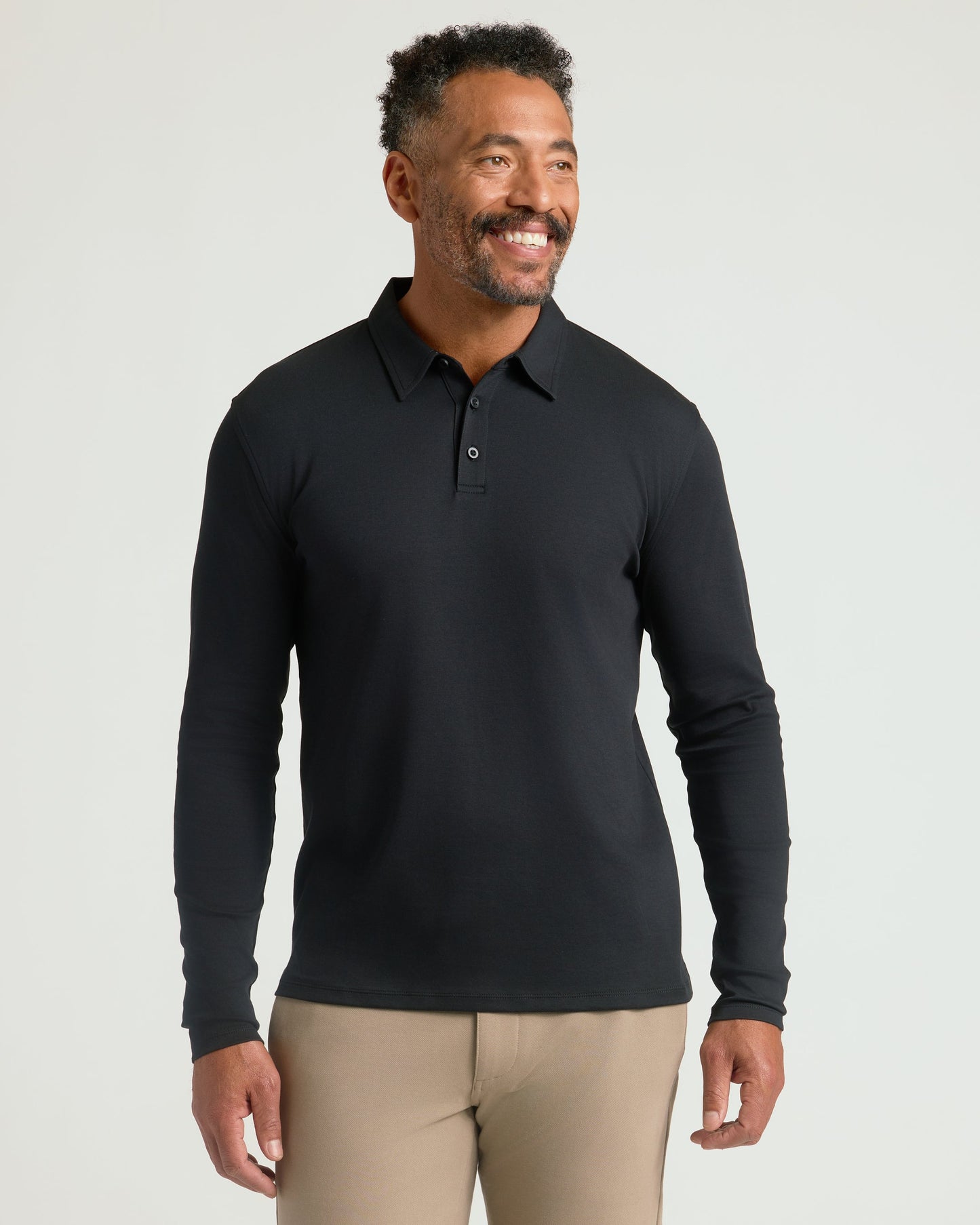 Black Long Sleeve Premium Pima Polo