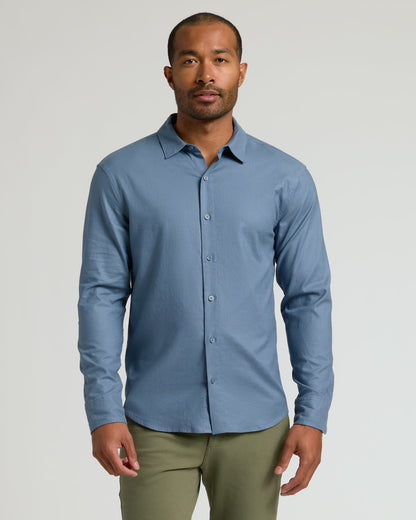 Navy & Fiord Long Sleeve Linen Shirt 2-Pack
